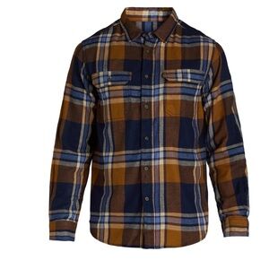 George Men's Plaid Blue Brown Flannel Shirt Size XS